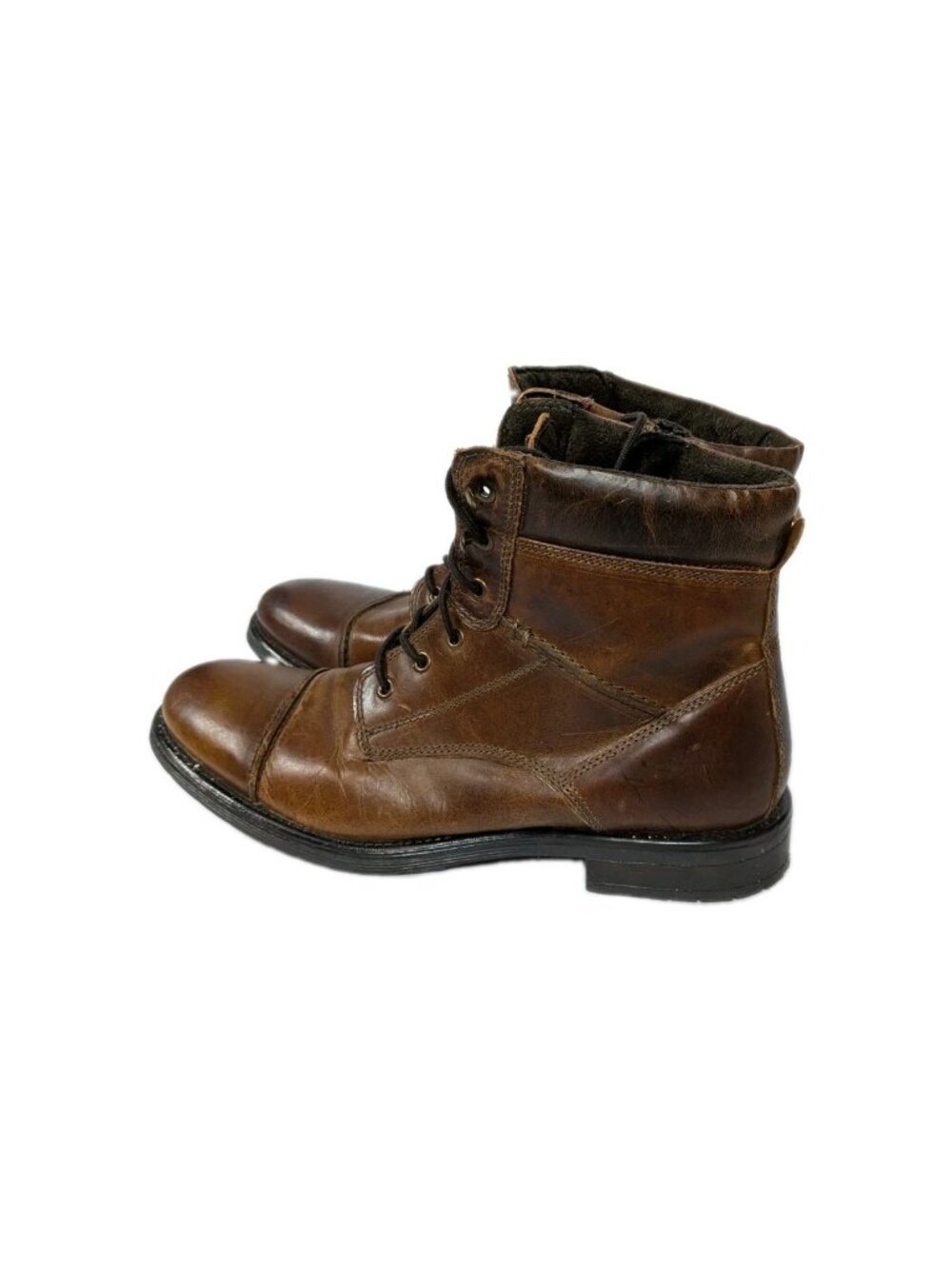 GBX Gatto Cap Toe Boots Mens 10 M Brown Leather Side Zip Ankle Combat Moto 03281